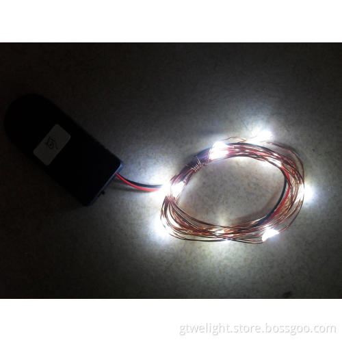 Cool White LED Copper String Light Power by Cr2032